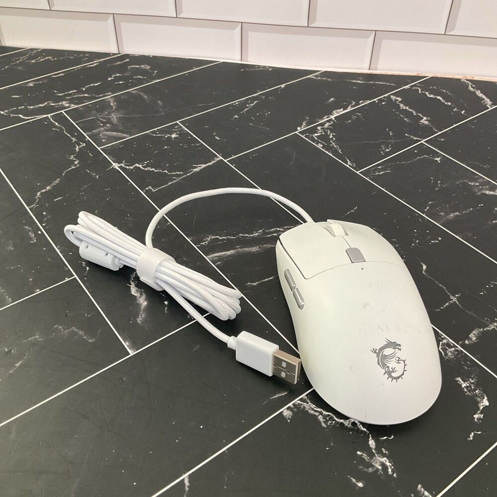 MSI Clutch White Wired GAMING Mouse, RGB Mystic Light, Symmetrical Design